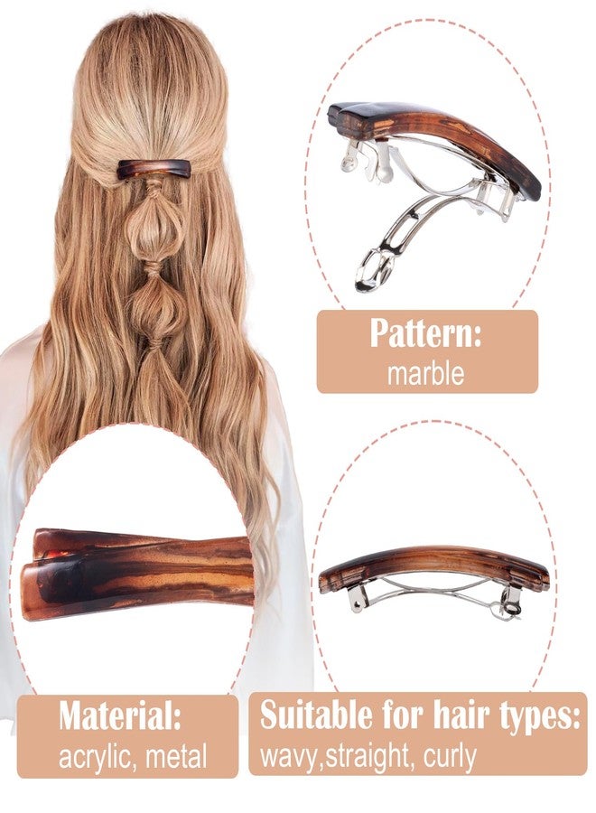 STSTR 10PCS French Barrette Hair Clips for Women, 2.56 Inch Small Tortoise Shell Hair Clip, Curved Glossy Thin Hair Flat Hair Accessories for Women - Amber, Crossed Style - Image 3
